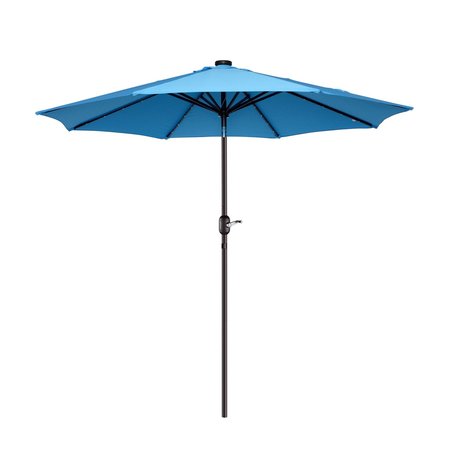 Villacera 9-Foot LED Outdoor Patio Umbrella with Solar Lights, Blue 83-OUT5422